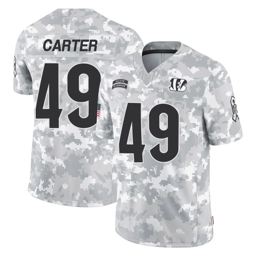 C.Bengals #49 Barrett Carter Player Arctic Camo Salute to Service Limited Qdoa Stitched Jerseys