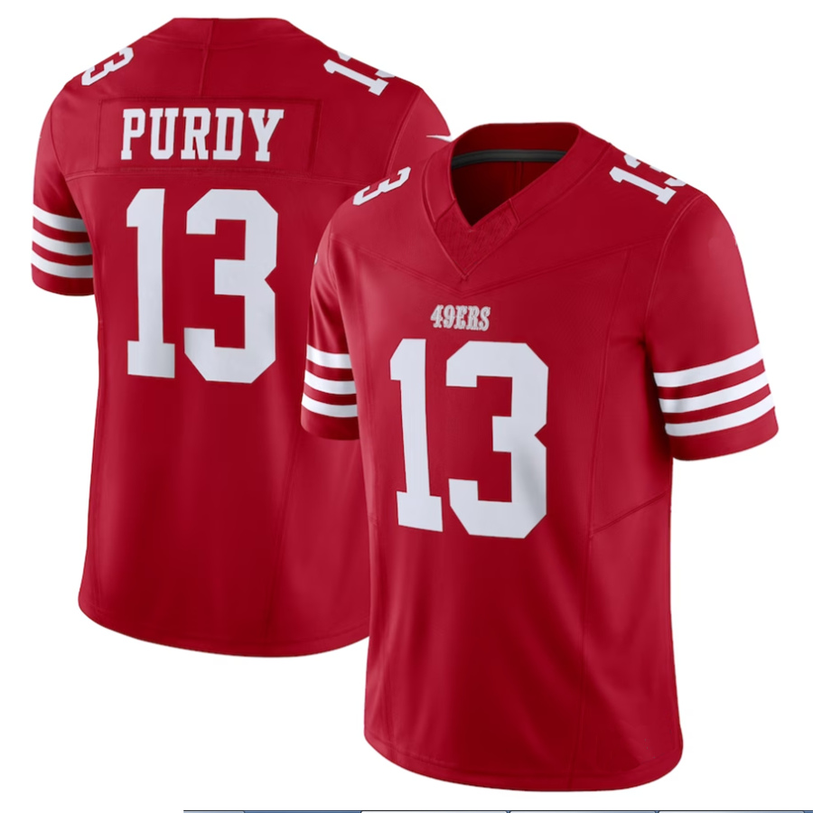 Qdoa SF.49ers #13 Brock Purdy Player Scarlet Vapor F.U.S.E. Limited Stitched Jerseys