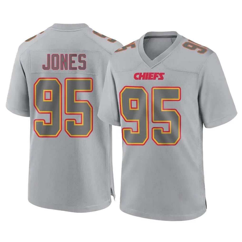 KC.Chiefs #95 Chris Jones Player Gray Atmosphere Fashion Game Qdoa Stitched Jerseys