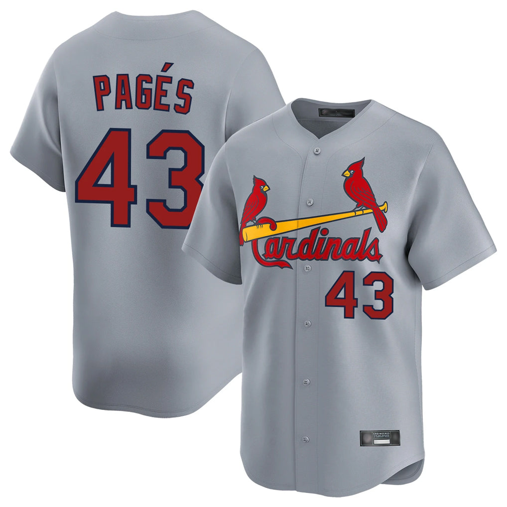 St. Louis Cardinals #43 Pedro Pages Player Gray Home Limited Qdoa Stitched Jerseys