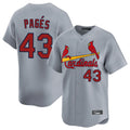 St. Louis Cardinals #43 Pedro Pages Player Gray Home Limited Qdoa Stitched Jerseys