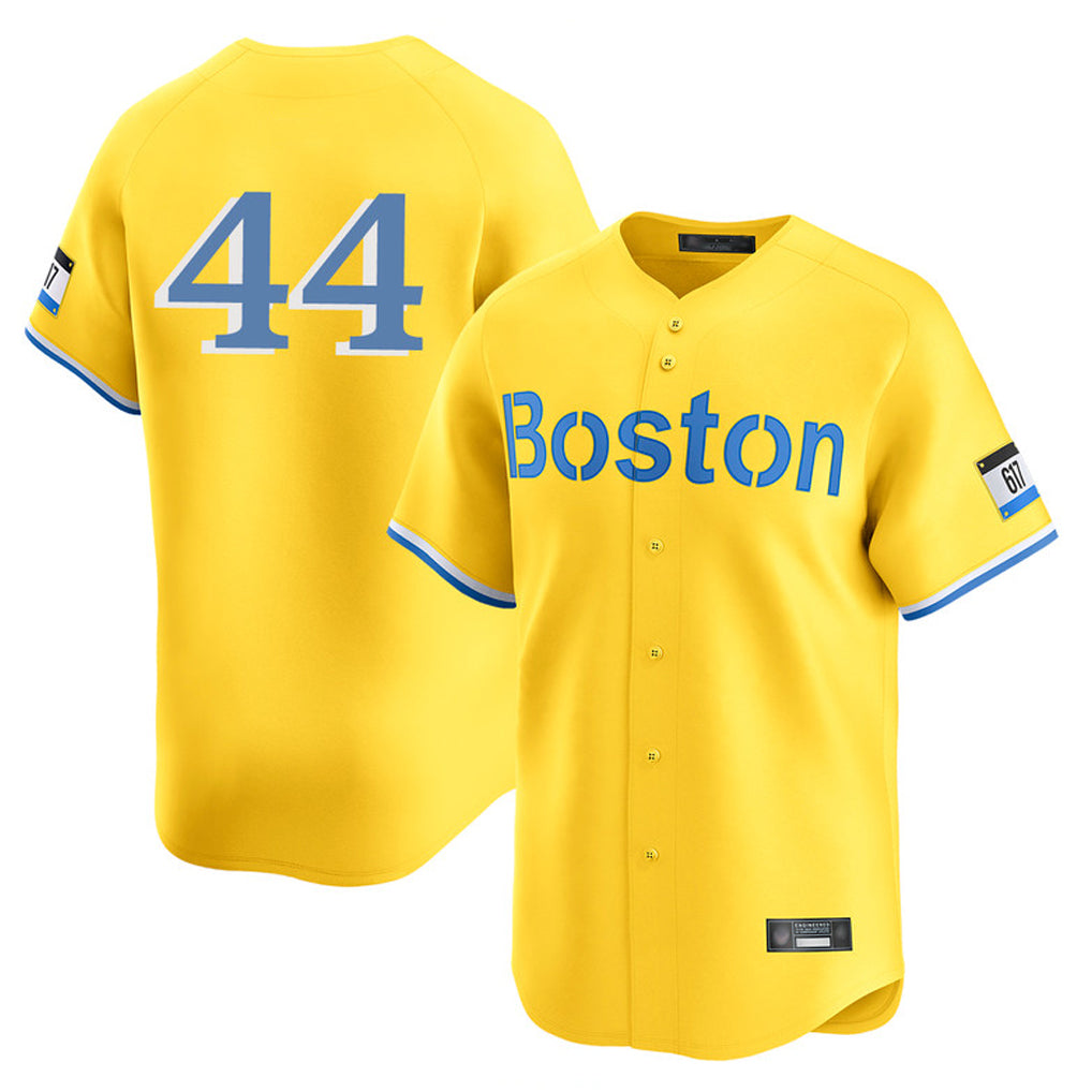 B.Red Sox #44 Aroldis Chapman Player Yellow Limited Home Game Qdoa Stitched Jerseys
