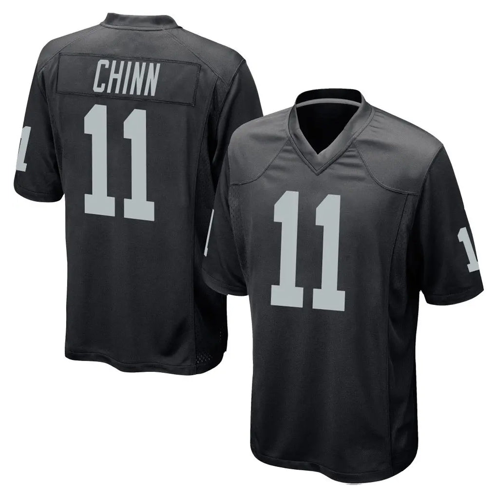 LV.Raiders #11 Jeremy Chinn Player Black Home Game Qdoa Stitched Jerseys