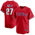 P.Phillies #27 Aaron Nola Player Red Home Limited Qdoa Stitched Jerseys
