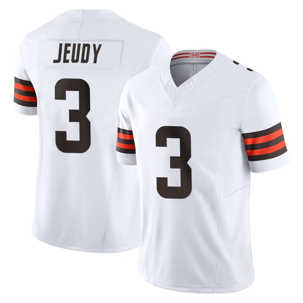 C.Browns #3 Jerry Jeudy Player White Vapor F.U.S.E. Limited Home Game Qdoa Stitched Jerseys