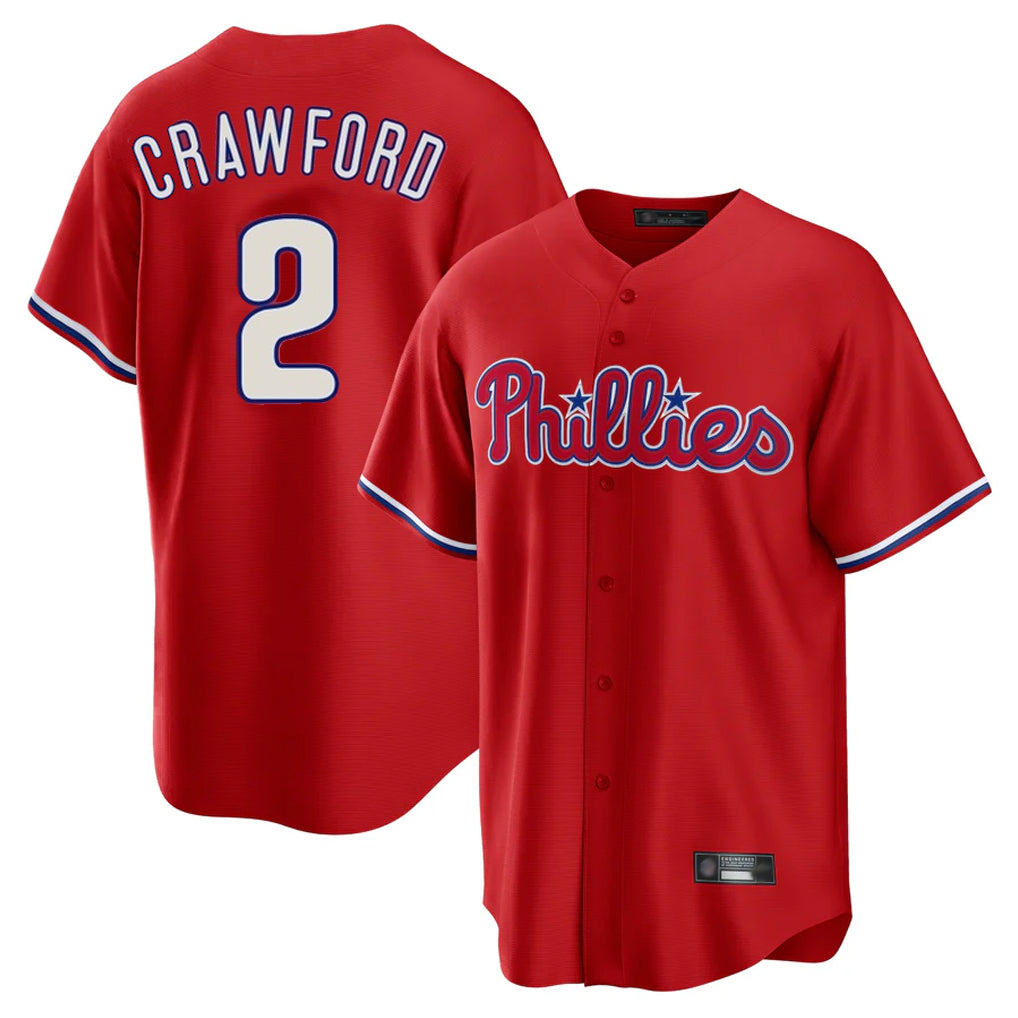 P.Phillies #2 Justin Crawford Player Red Home Game Qdoa Stitched Jerseys