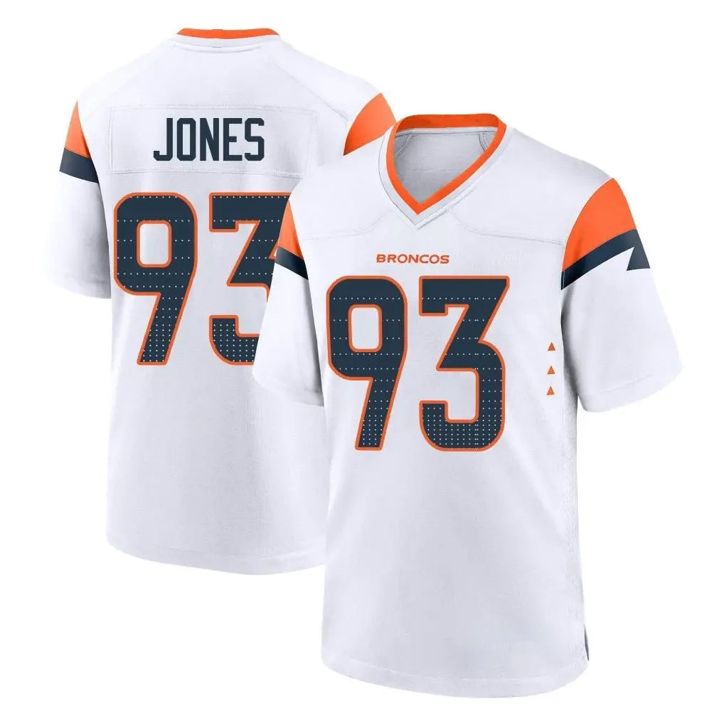 D.Broncos #93 D.J. Jones Player White Home Game Qdoa Stitched Jerseys