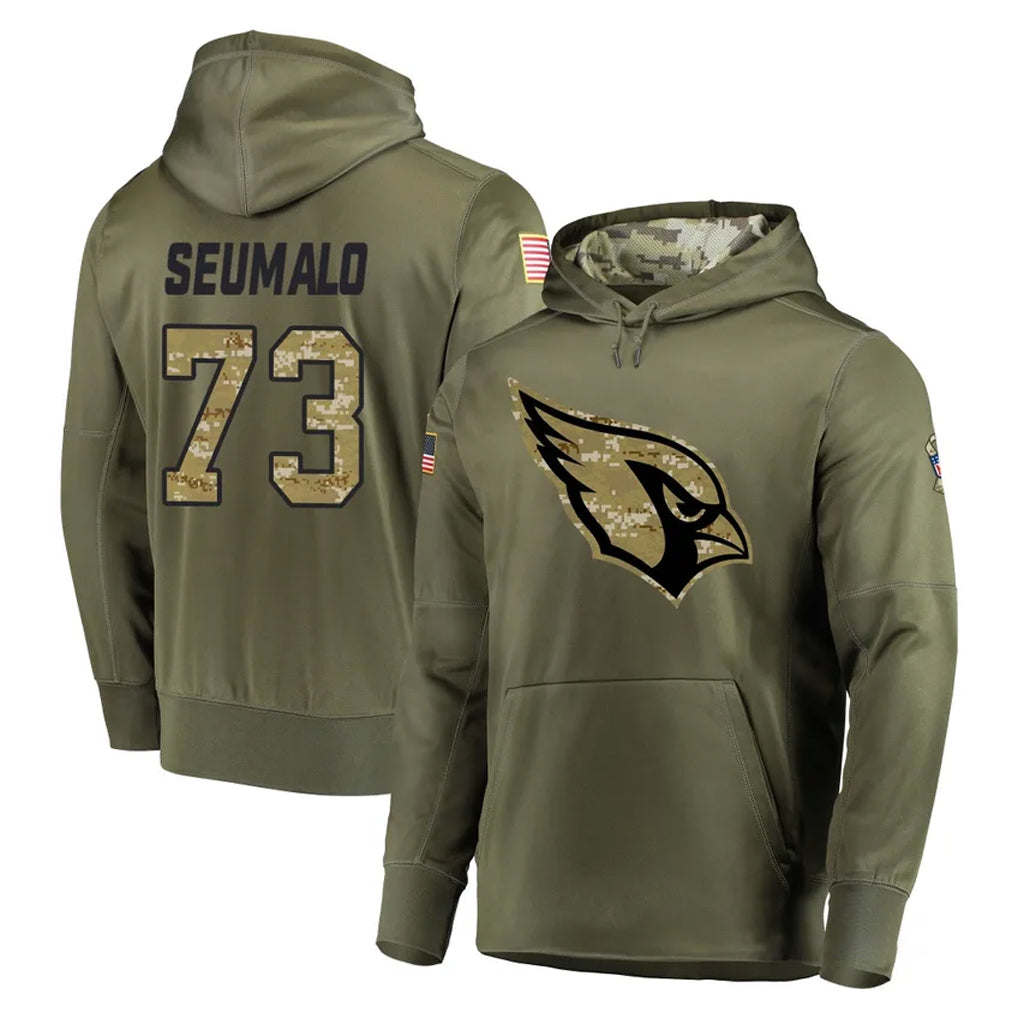 A.Cardinals #73 Isaac Seumalo Player Olive Salute to Service Pullover Hoodie Home Game Qdoa Stitched Jerseys