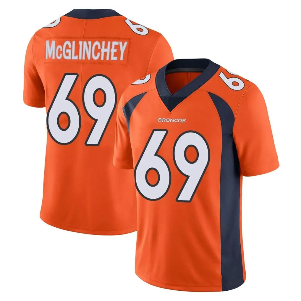 D.Broncos #69 Mike McGlinchey Player Orange Color Vapor Untouchable Limited Game Qdoa Stitched Jerseys