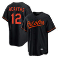 B.Orioles #12 Dylan Beavers Player Black Home Game Qdoa Stitched Jerseys