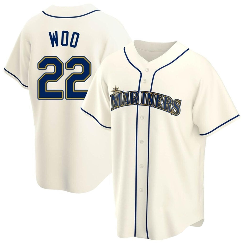 S.Mariners #22 Bryan Woo Player Cream Home Game Qdoa Stitched Jerseys
