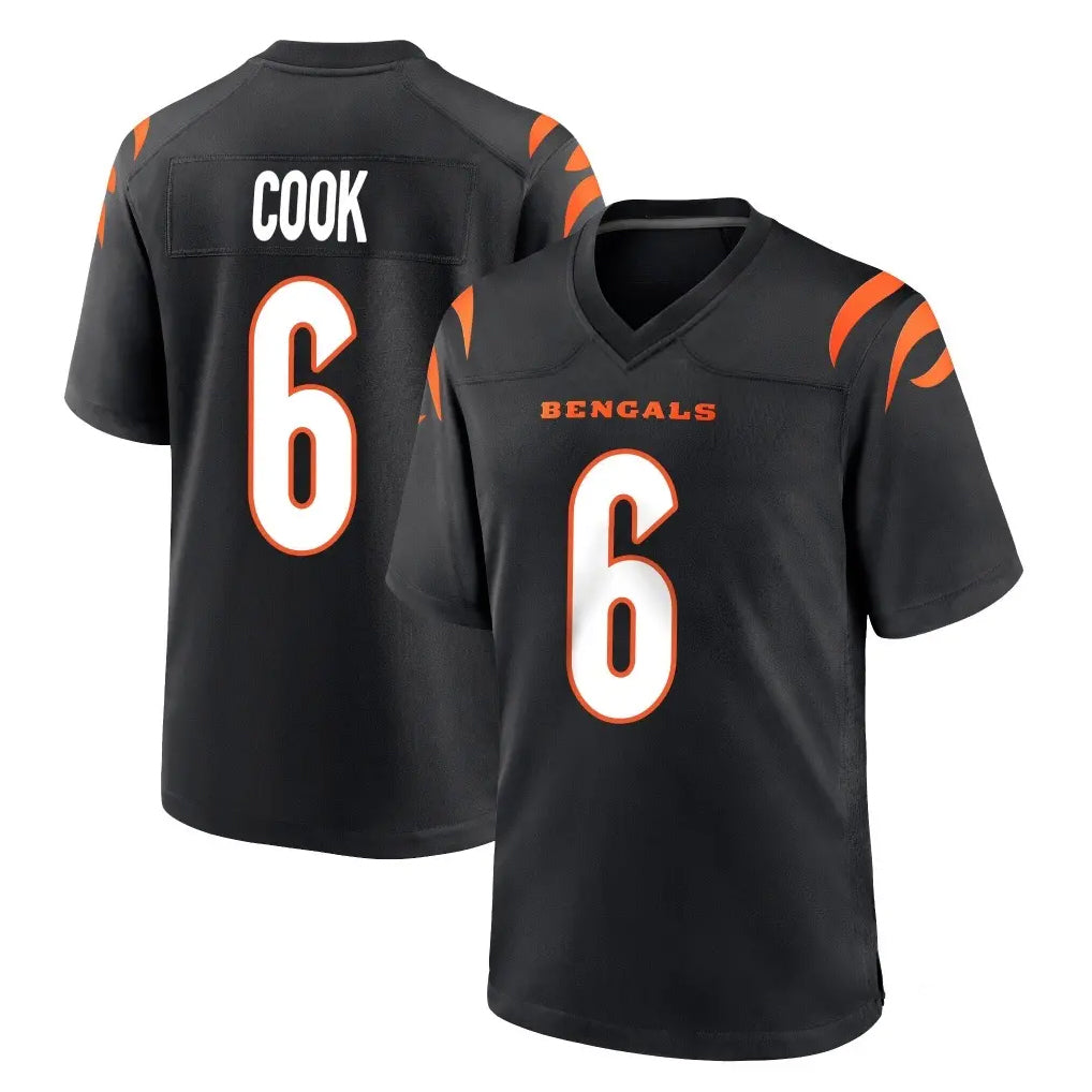 C.Bengals #6 Brian Cook Player Black Home Game Qdoa Stitched Jerseys