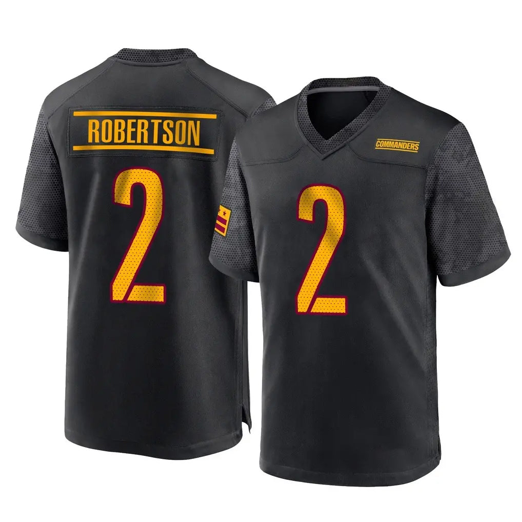 W.Commanders #2 Amik Robertson Player Black Home Game Qdoa Stitched Jerseys
