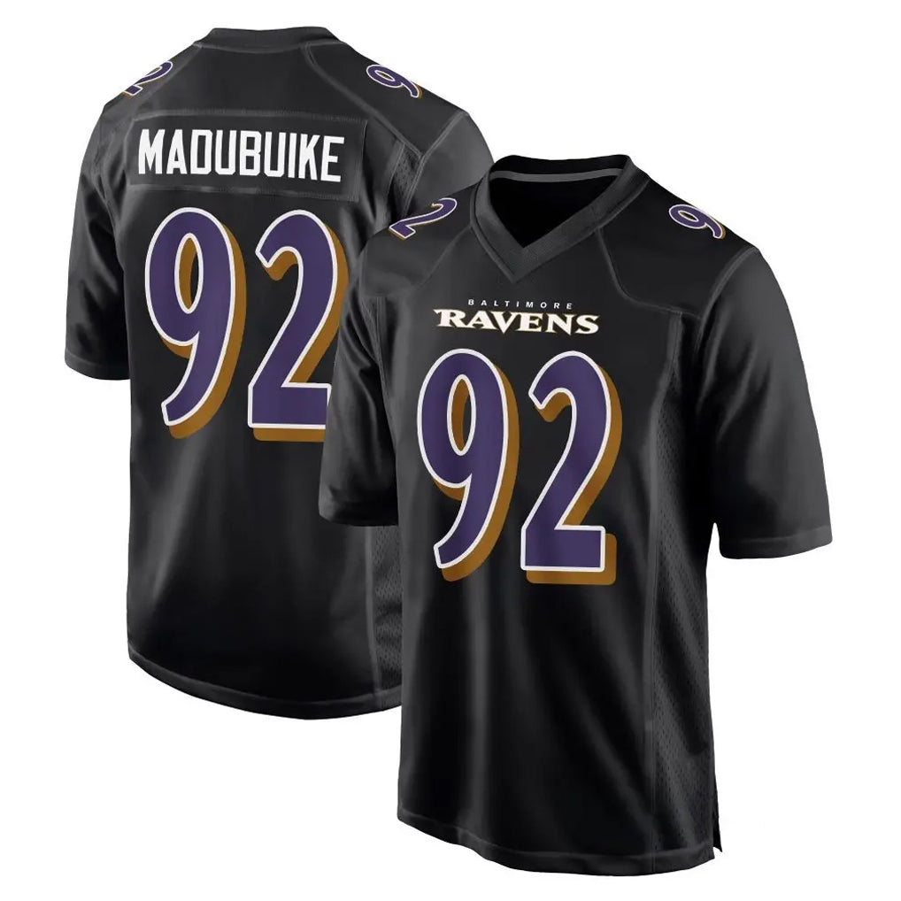 B.Ravens #92 Nnamdi Madubuike Player Black Carbon Fashion Home Game Qdoa Stitched Jerseys