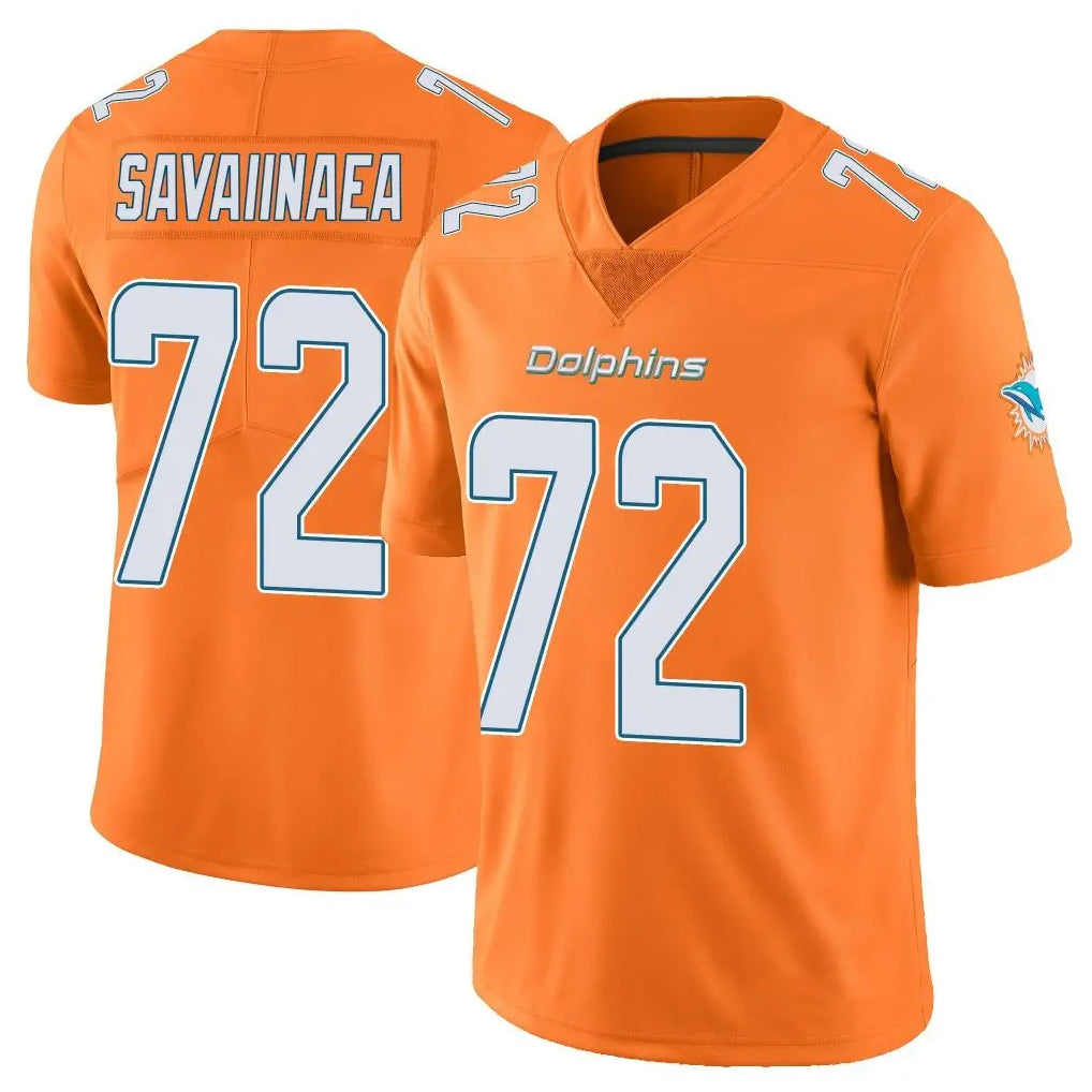 M.Dolphins #72 Jonah Savaiinaea Player Orange Limited Home Game Qdoa Stitched Jerseys