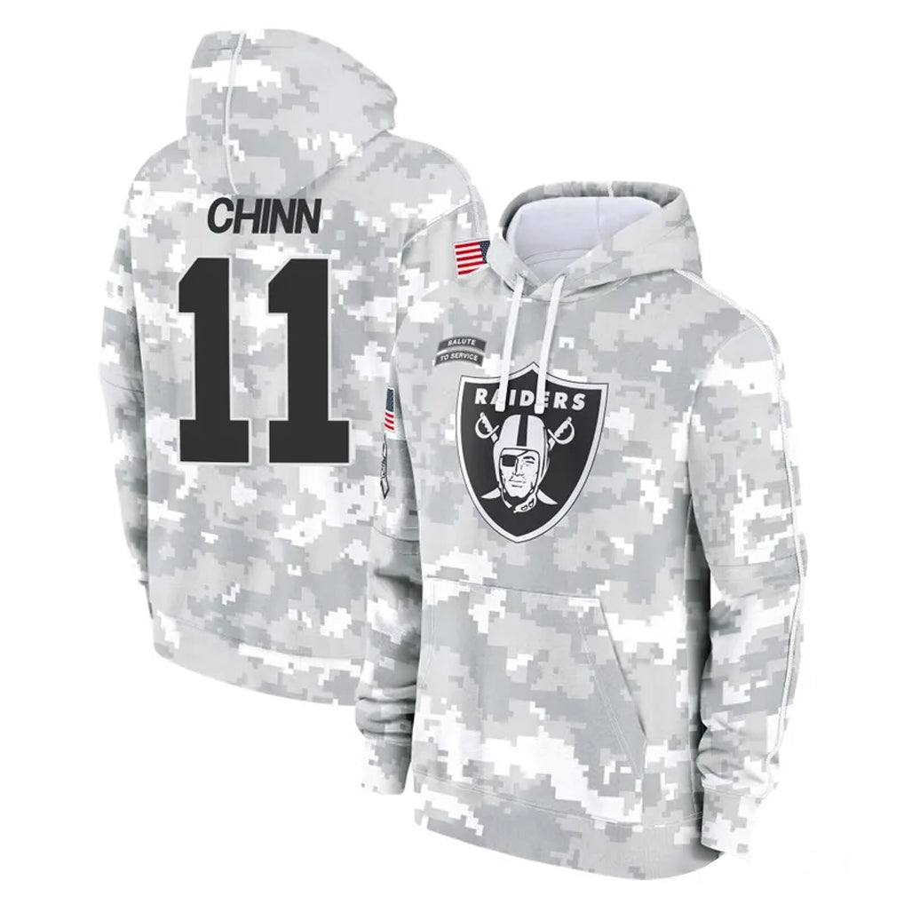 LV.Raiders #11 Jeremy Chinn Player Arctic Camo Salute to Service Hoodies Limited Game Qdoa Stitched Jerseys