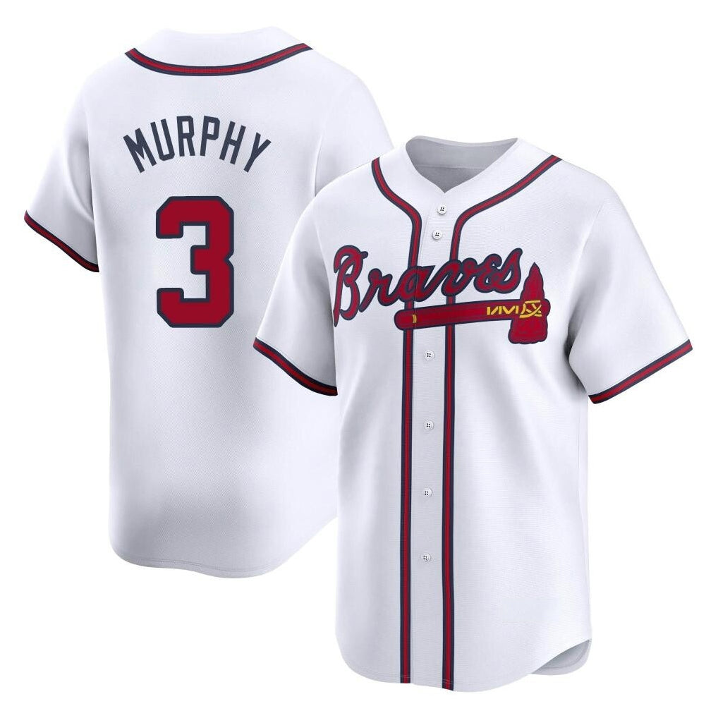 A.Braves #3 Dale Murphy Player White Limited Home Game Qdoa Stitched Jerseys
