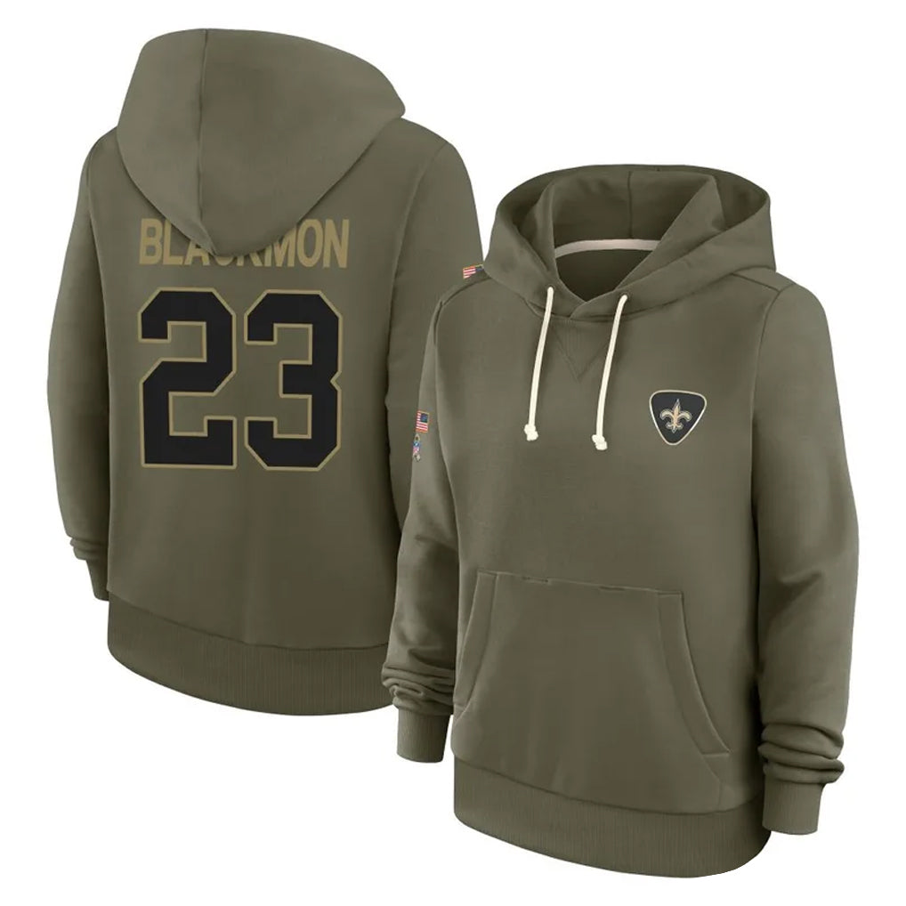 NO.Saints #23 Julian Blackmon Player Olive Salute to Service Pullover Hoodies Limited Qdoa Stitched Jerseys