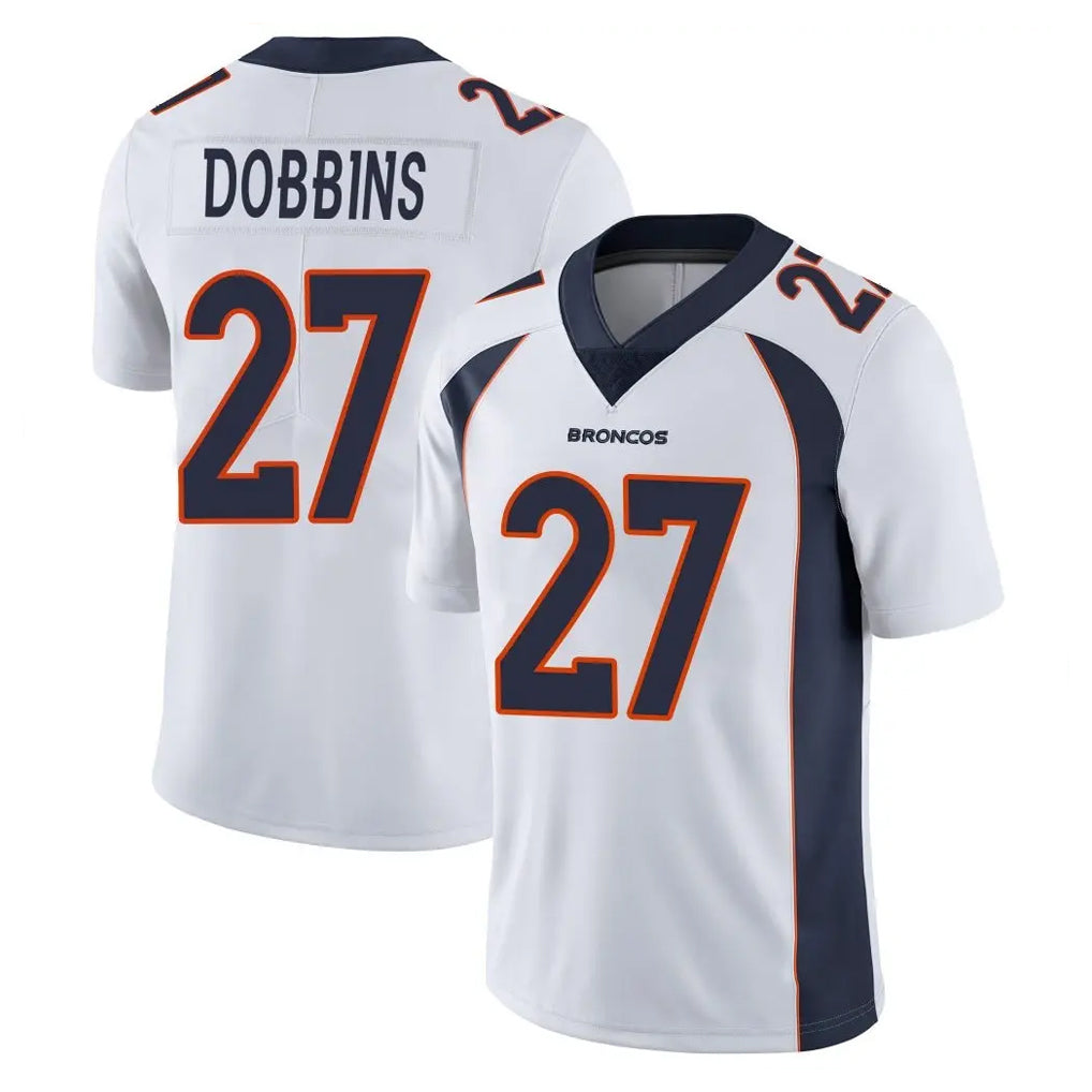 D.Broncos #27 J.K. Dobbins Player White Vapor Untouchable Limited Home Game Qdoa Stitched Jerseys