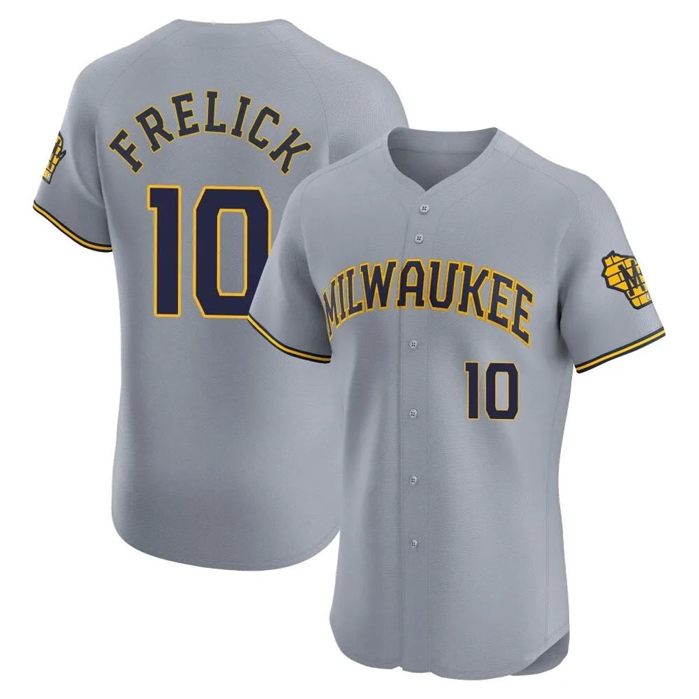 M.Brewers #10 Sal Frelick Player Gray Home Limited Elite Qdoa Stitched Jerseys