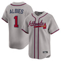 A.Braves #1 Ozzie Albies Player Gray Limited Home Game Qdoa Stitched Jerseys