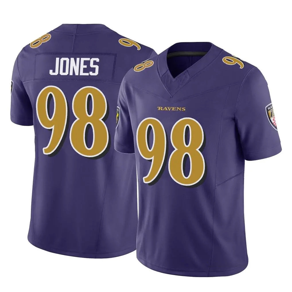 B.Ravens #98 Travis Jones Player Purple Vapor F.U.S.E. Limited Qdoa Stitched Jerseys