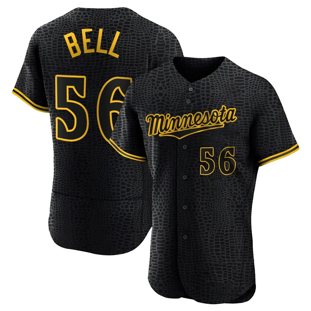 M.Twins #56 Josh Bell Player Black Snake Skin City Home Limited Elite Qdoa Stitched Jerseys