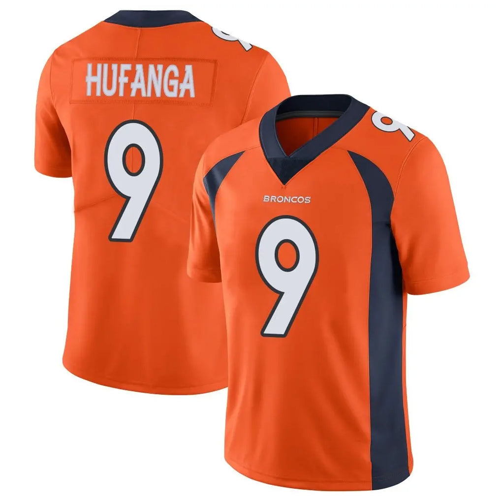 D.Broncos #9 Talanoa Hufanga Player Orange Color Vapor Untouchable Limited Game Qdoa Stitched Jerseys