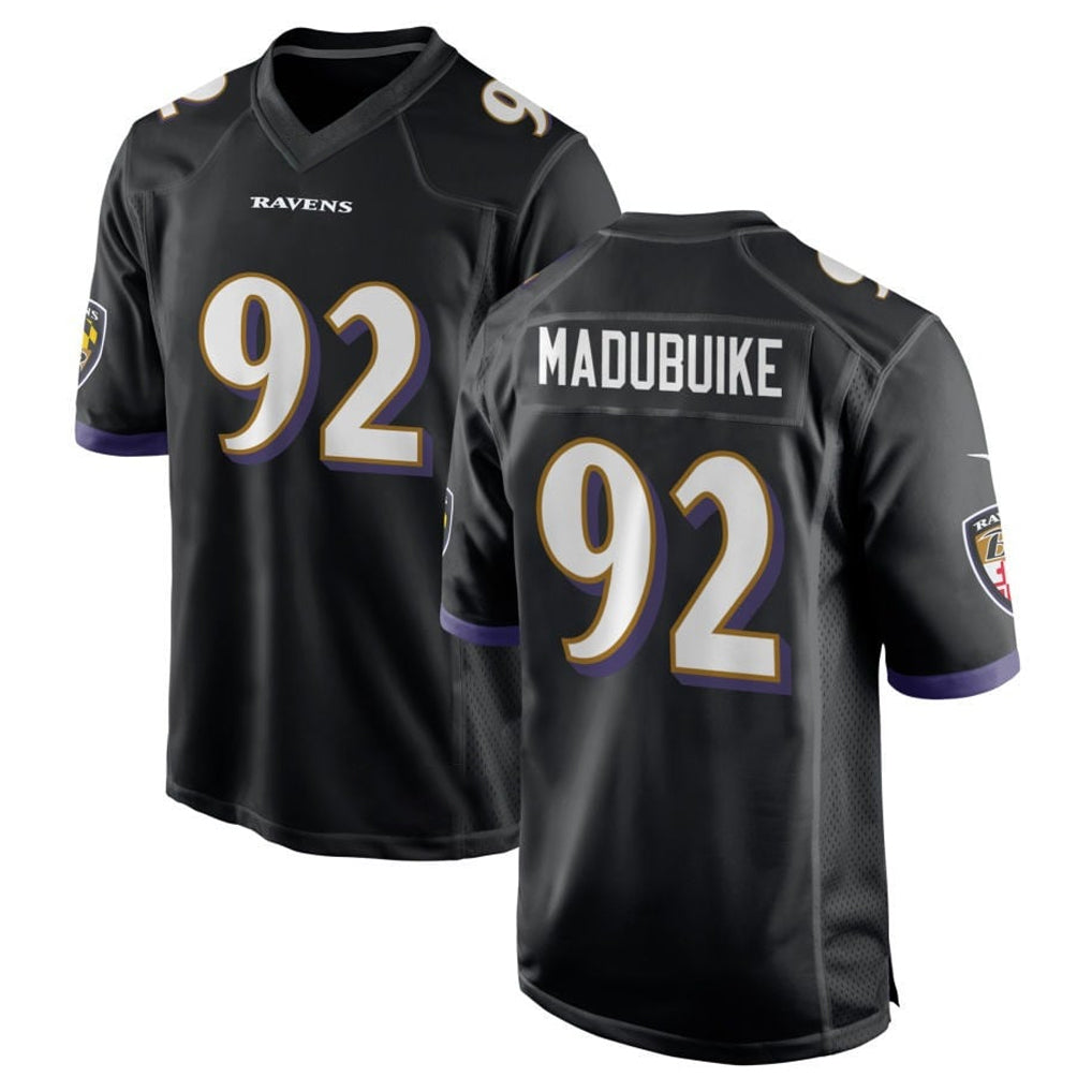 B.Ravens #92 Nnamdi Madubuike Player Black Alternate Home Game Qdoa Stitched Jerseys