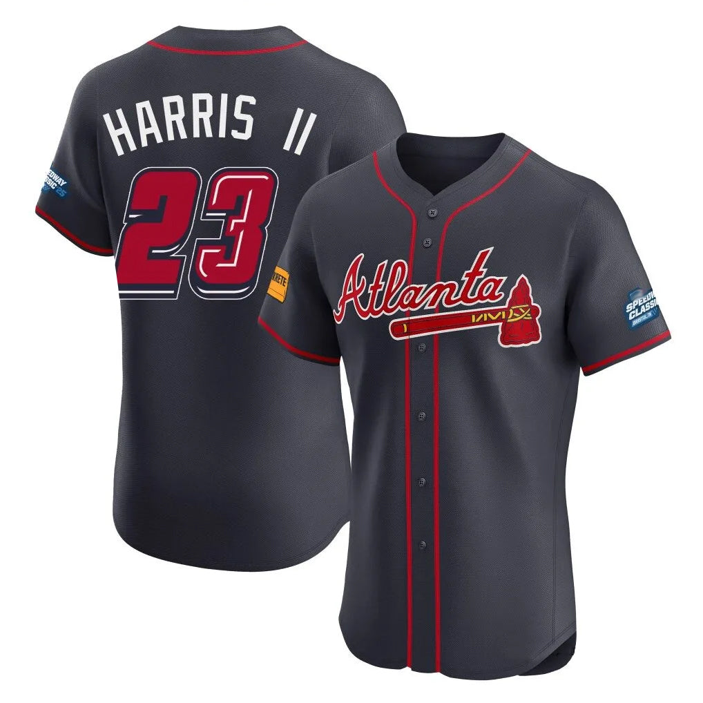 A.Braves #23 Michael Harris II Player Navy 2025 Speedway Classic Limited Elite Home Game Qdoa Stitched Jerseys