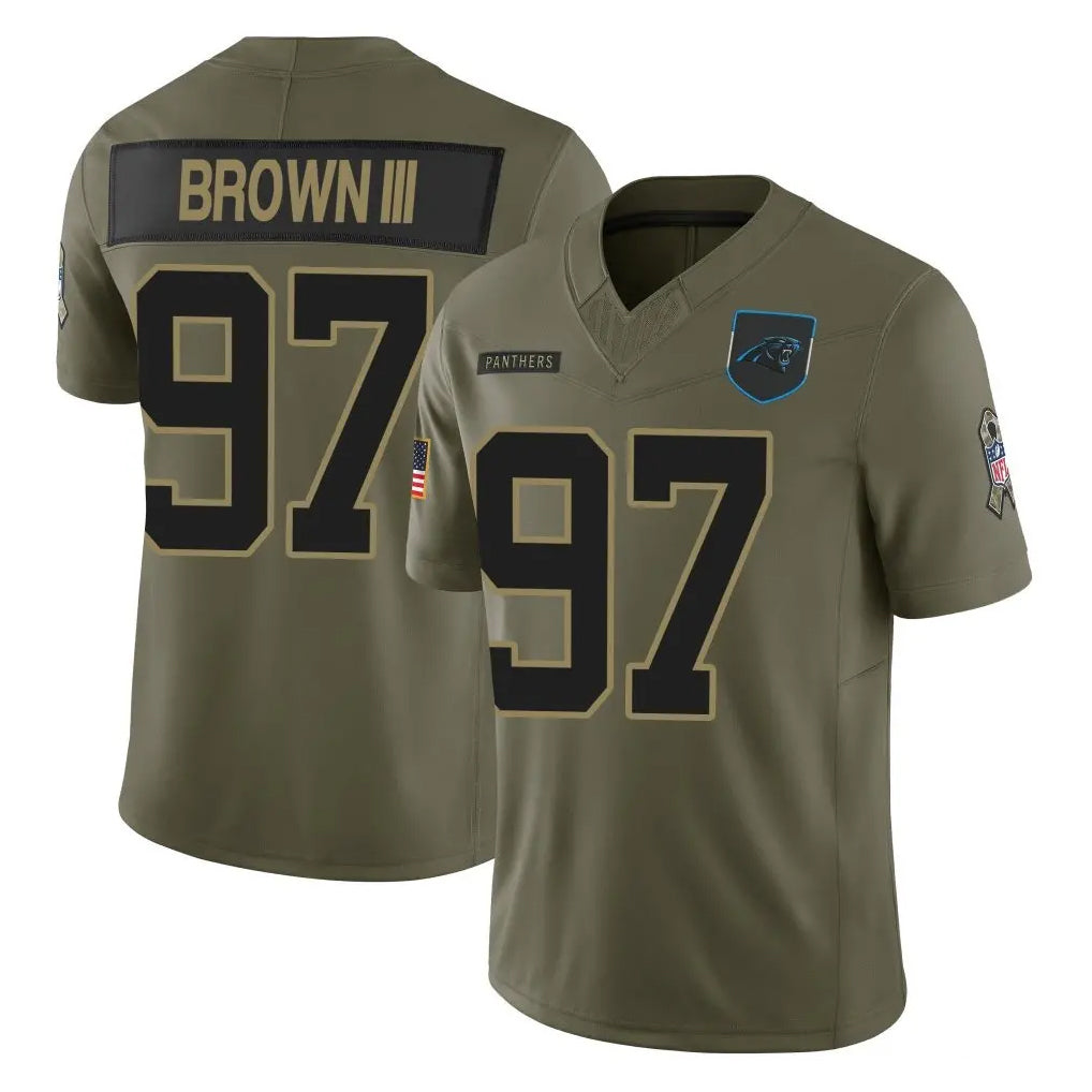 C.Panthers #97 Bobby Brown III Player Olive 2025 Salute to Service Limited Game Qdoa Stitched Jerseys
