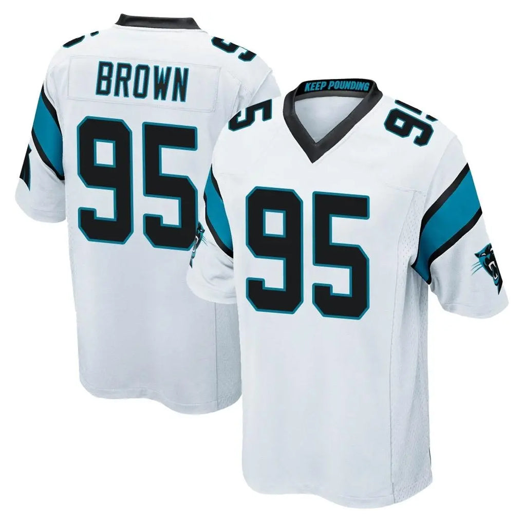 C.Panthers #95 Derrick Brown Player White Game Qdoa Stitched Jerseys