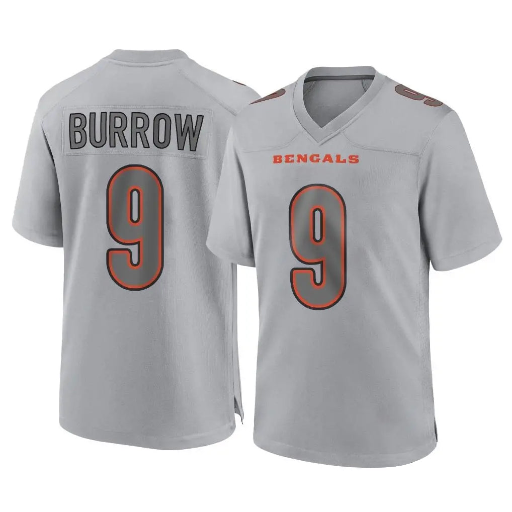 C.Bengals #9 Joe Burrow Player Gray Atmosphere Fashion Game Qdoa Stitched Jerseys