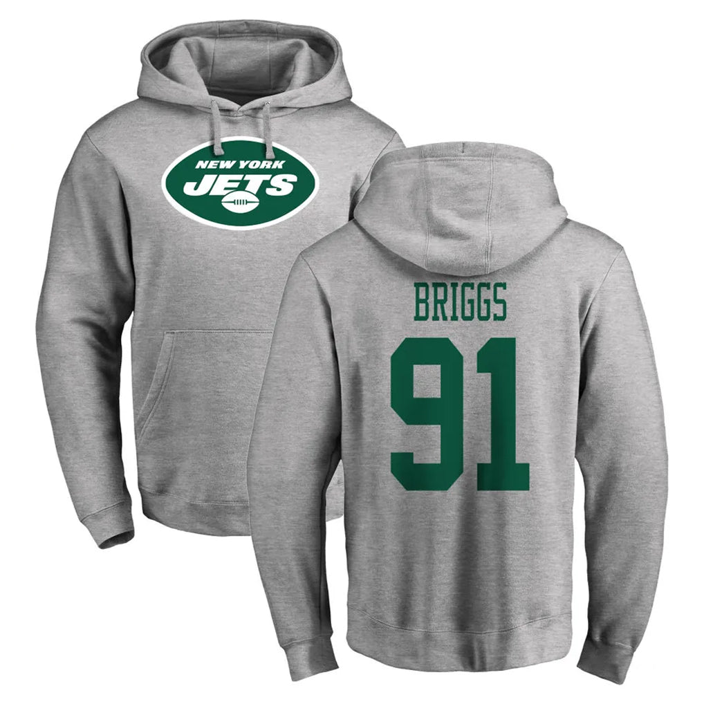 NY.Jets #91 Jowon Briggs Player Gray LOGO Pullover Hoodies Limited Game Qdoa Stitched Jerseys
