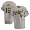 Athletics #16 Nick Kurtz Player Gray Road Limited Home Game Qdoa Stitched Jerseys