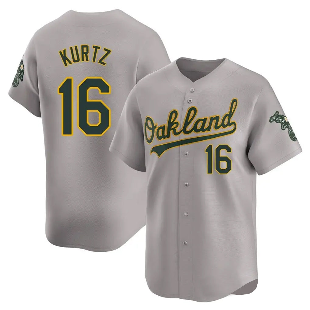 Athletics #16 Nick Kurtz Player Gray Road Limited Home Game Qdoa Stitched Jerseys