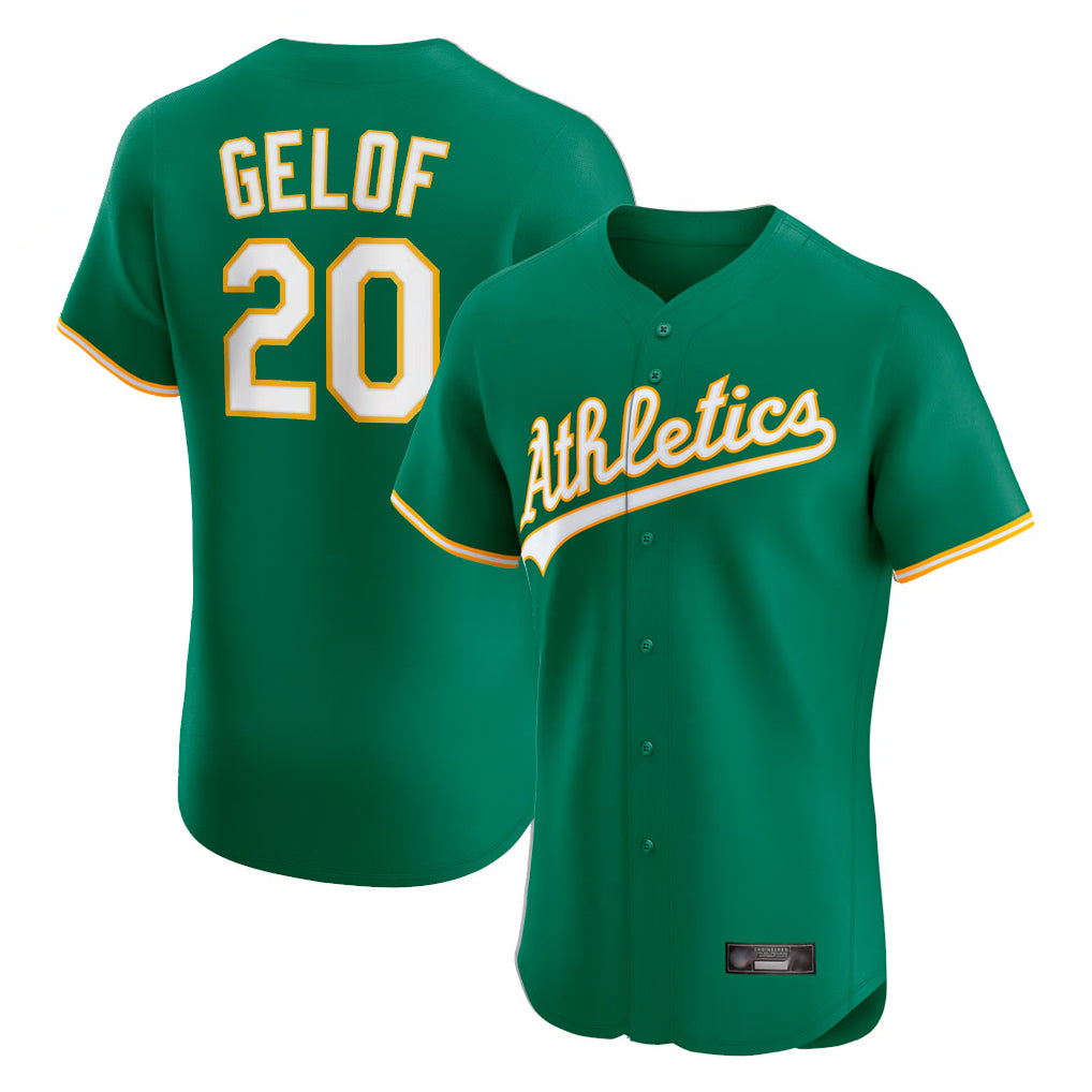 Athletics #20 Zack Gelof Player Kelly Green Limited Elite Home Game Qdoa Stitched Jerseys