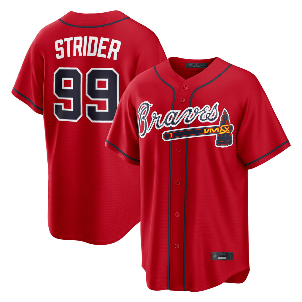 A.Braves #99 Spencer Strider Player Red Home Game Qdoa Stitched Jerseys