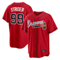 A.Braves #99 Spencer Strider Player Red Home Game Qdoa Stitched Jerseys