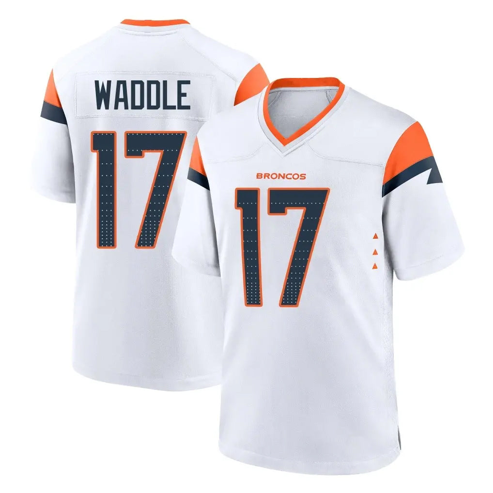 D.Broncos #17 Jaylen Waddle Player White Home Game Qdoa Stitched Jerseys