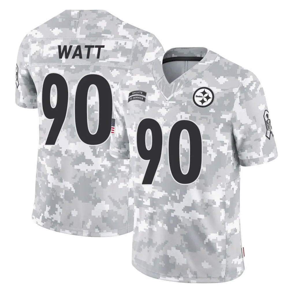 P.Steelers #90 T.J. Watt Player Arctic Camo Limited Salute To Service Home Game Qdoa Stitched Jerseys