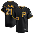 P.Pirates #21 Roberto Clemente Player Black Alternate Limited Game Qdoa Stitched Jerseys