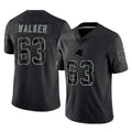 C.Panthers #63 Rasheed Walker Player Black Limited Reflective Game Qdoa Stitched Jerseys