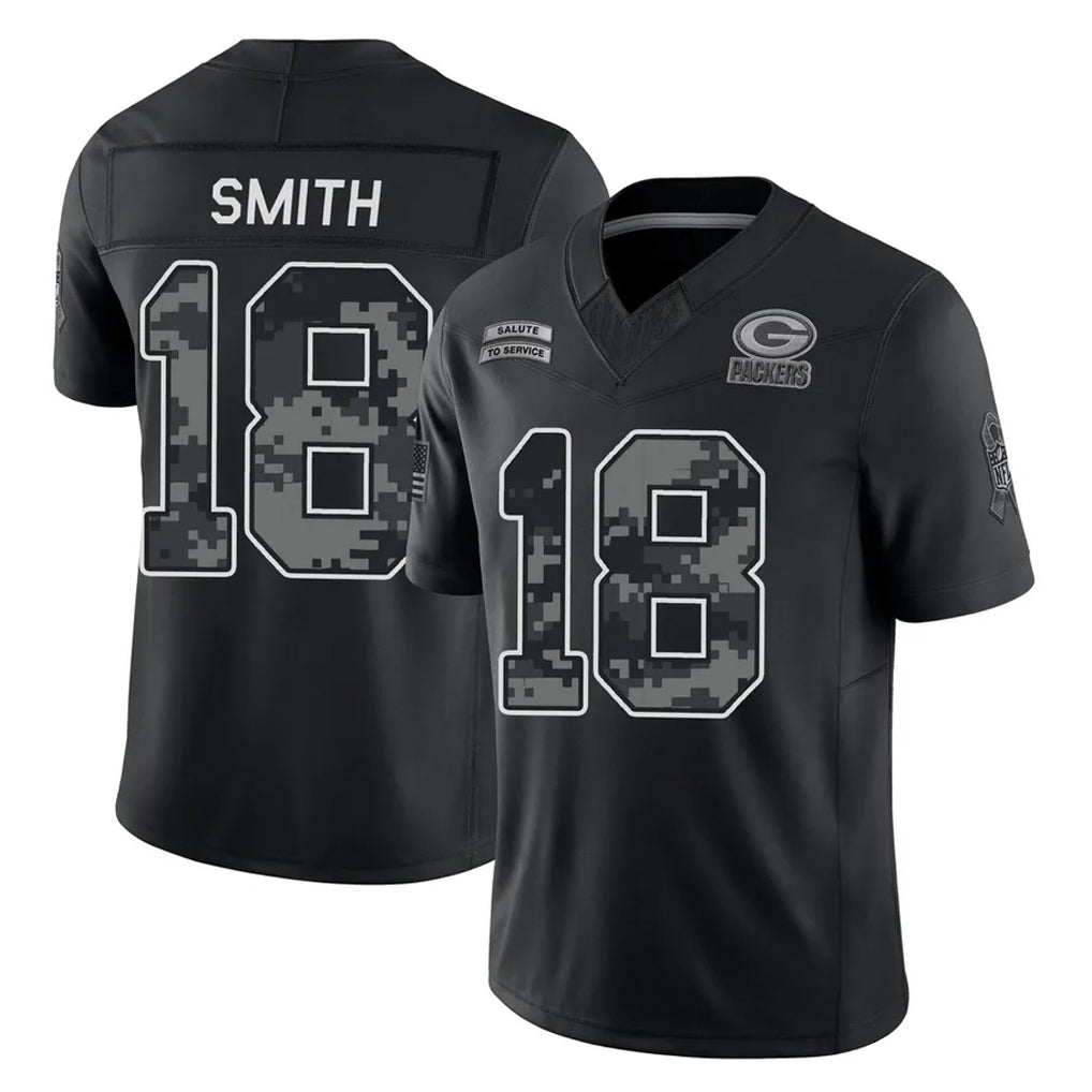GB.Packers #18 Jonnu Smith Player Black Limited 2026 Salute to Service Home Game Qdoa Stitched Jerseys