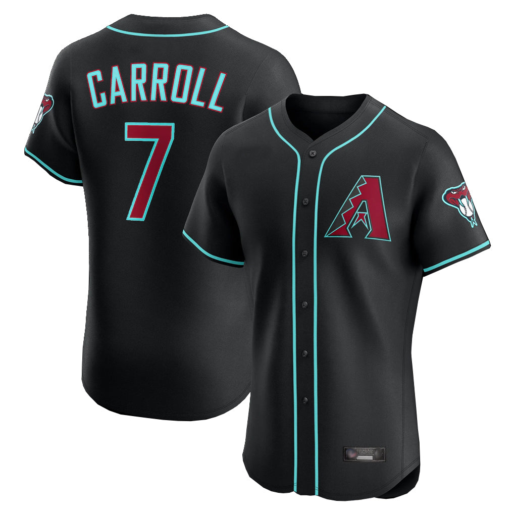A.Diamondbacks #7 Corbin Carroll Player Black Limited Elite Home Game Qdoa Stitched Jerseys