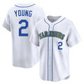 S.Mariners #2 Cole Young Player White Throwback Cooperstown Collection Limited Game Qdoa Stitched Jerseys