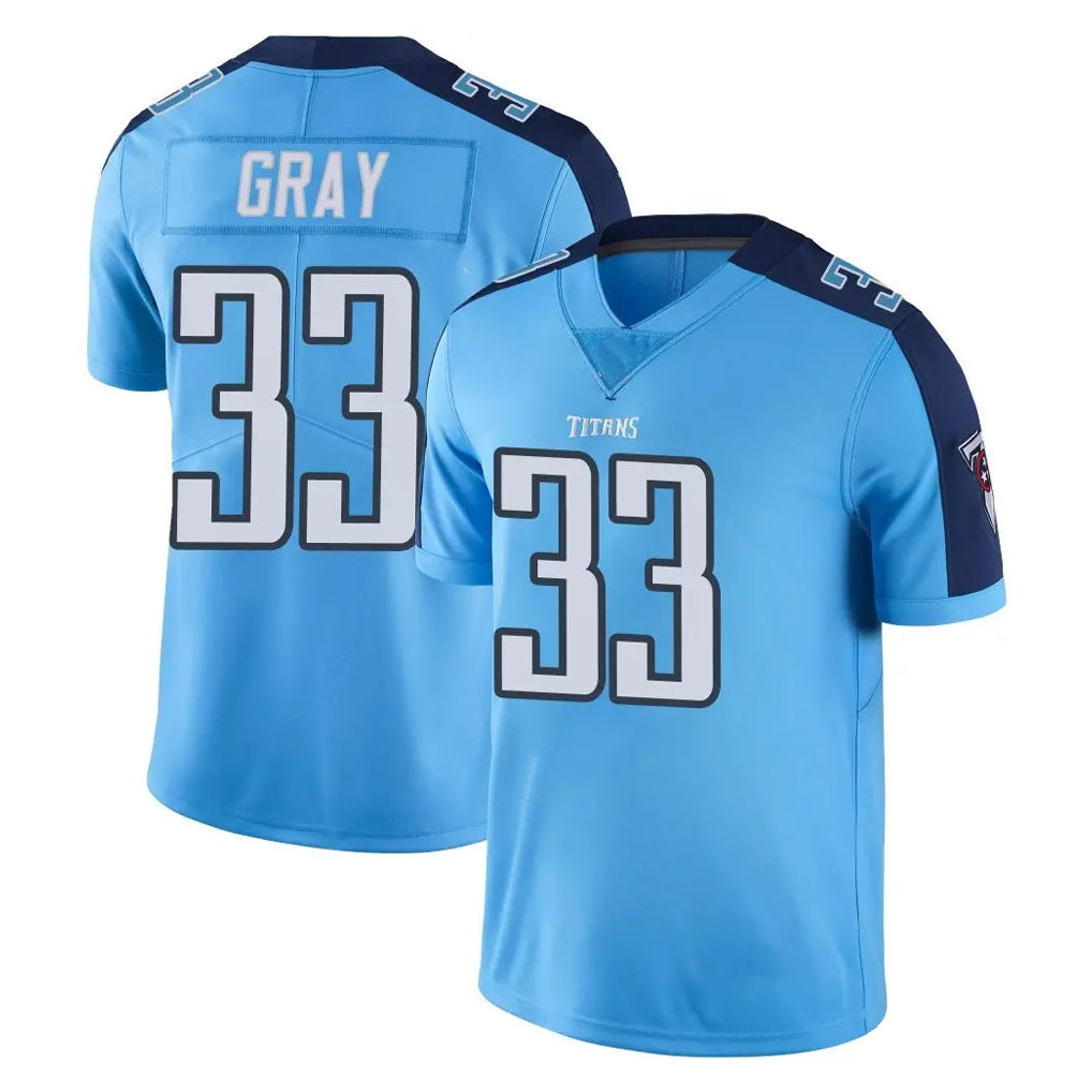 T.Titans #33 Cedric Gray Player Light Blue Limited Color Rush Home Game Qdoa Stitched Jerseys
