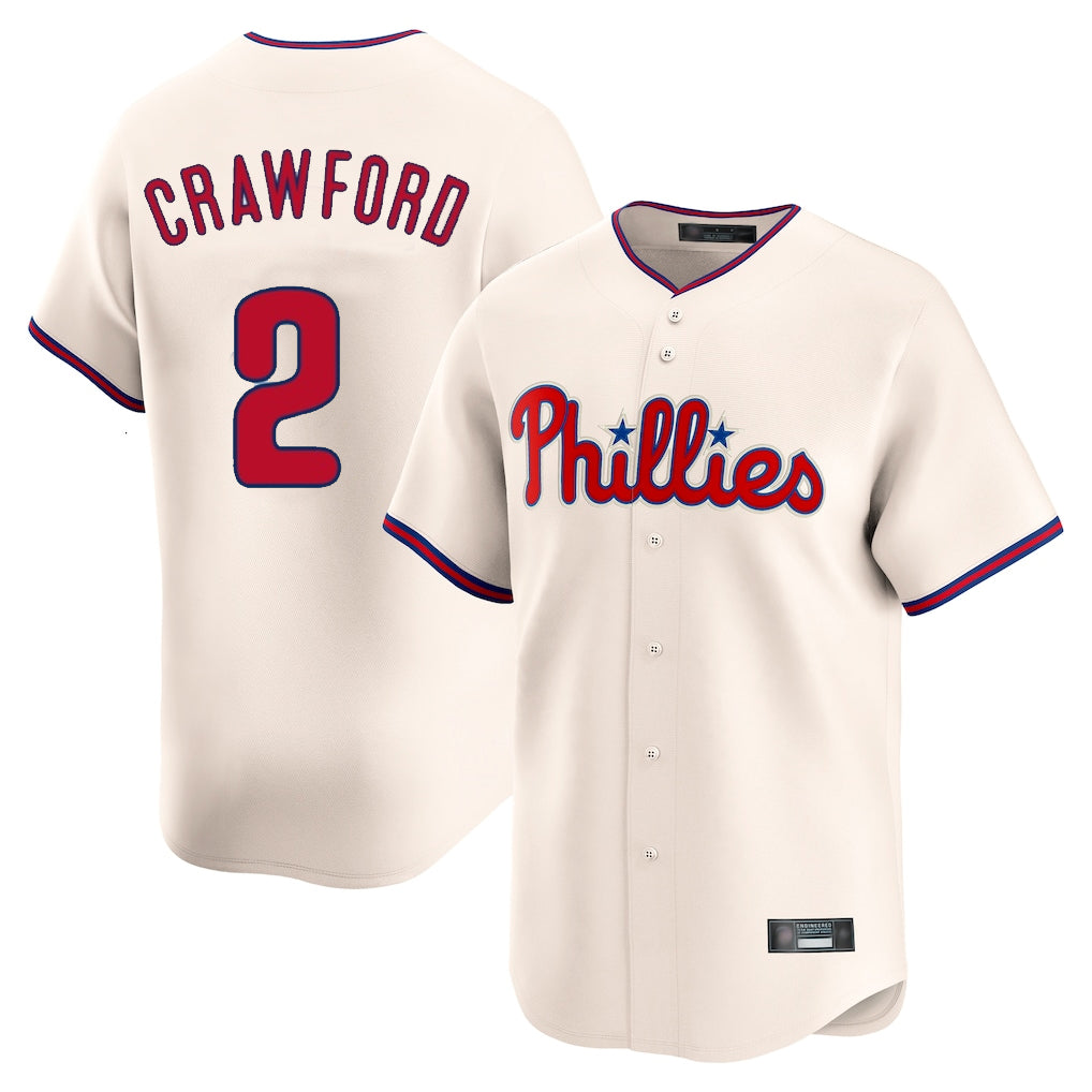 P.Phillies #2 Justin Crawford Player Cream Home Limited Qdoa Stitched Jerseys