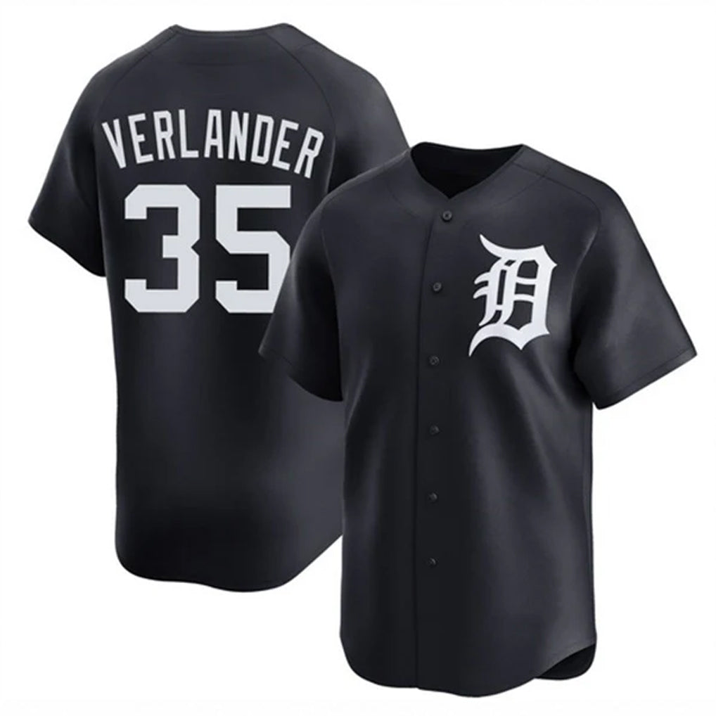 D.Tigers #35 Justin Verlander Player Navy Home Limited Game Qdoa Stitched Jerseys