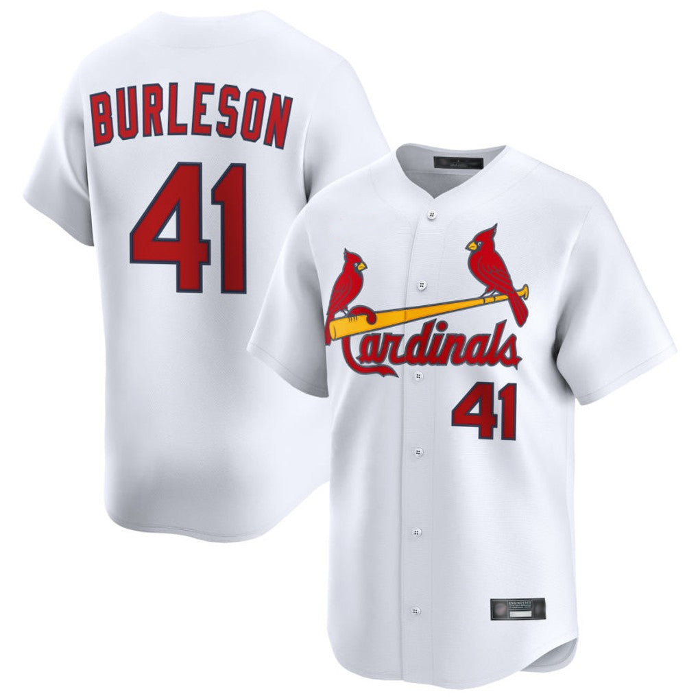 St. Louis Cardinals #41 Alec Burlesona Player White Home Limited Qdoa Stitched Jerseys